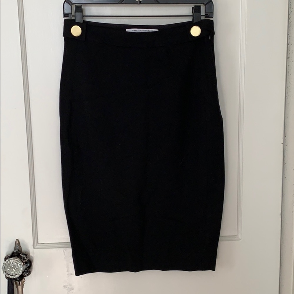 Black Pencil Diane von Furstenberg Skirt Sz 8 - Picture 6 of 8